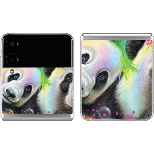 Rainbow Pandas with Butterflies by Sheena Pike Galaxy Z Flip4 5G Skin